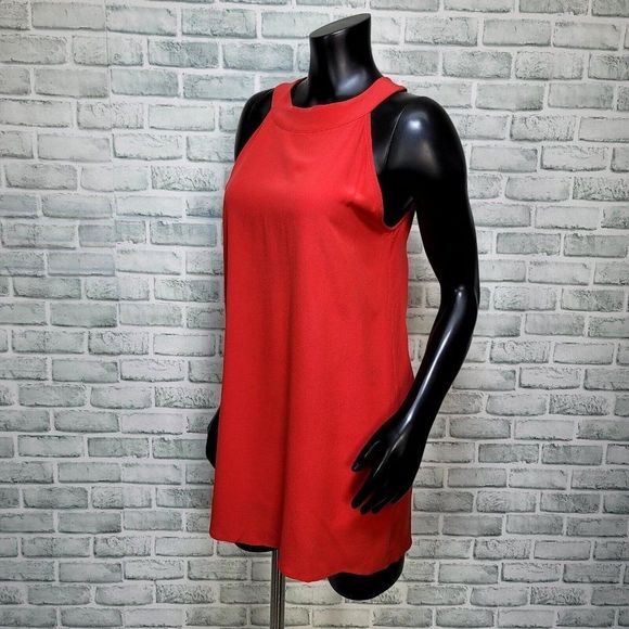 Feel the Piece Terre Jacobs XS/S Red Silk Sleeveless Halter Mini Cocktail Dress - Picture 3 of 6